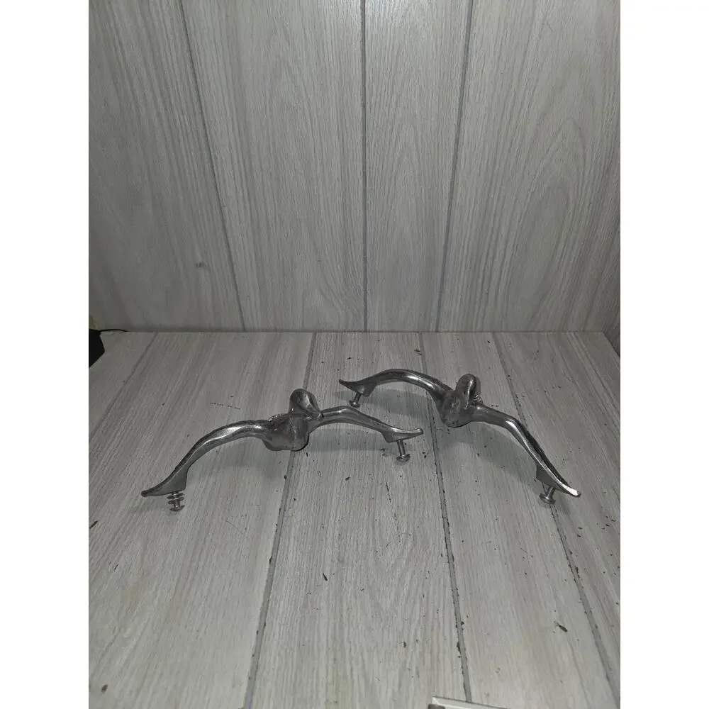Vintage pewter Bruce Fox Mallard Duck Handles From Wilton Hardwood Serving Tray